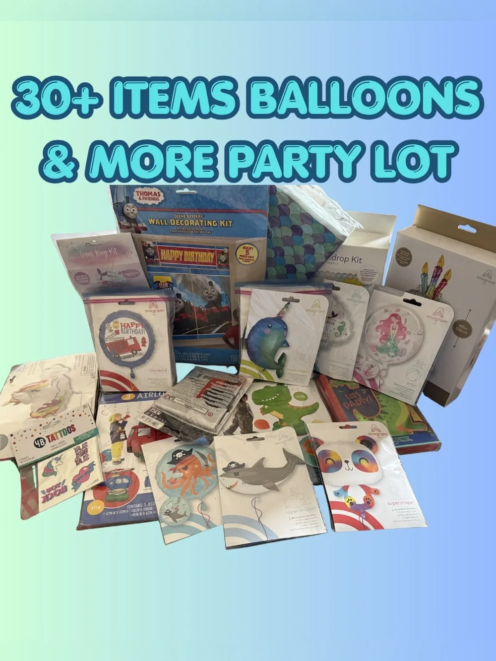 Assorted Kids' Balloon and More Party Supplies Pack - Multi-Item Set